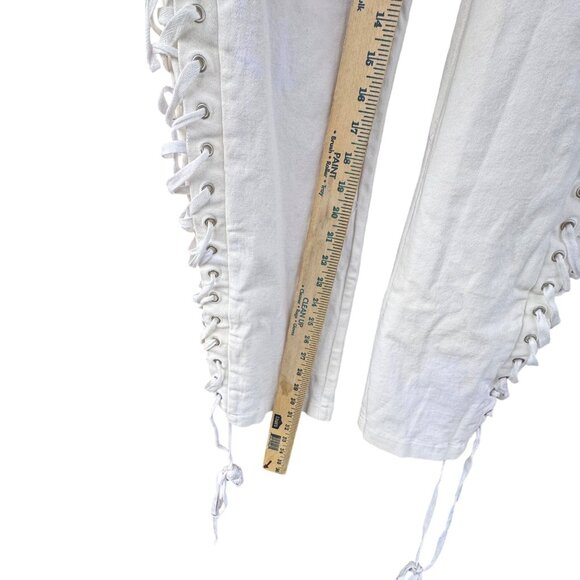 I.AM.GIA Holly Pant Lace Up Side Grommet Detail Cotton Stretch White Medium - Picture 12 of 15